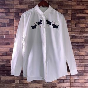 Vintage Witt's End Size Large Womens Top White W/ Scottish Dog Prints